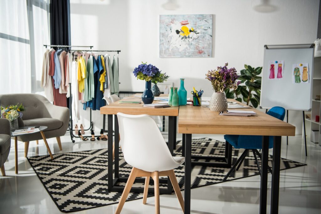 modern interior of fashion designer workplace